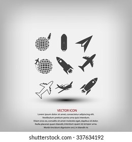 Earth and rockets icon