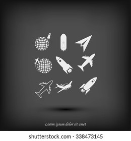 Earth and rockets icon