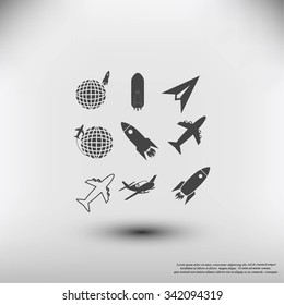 Earth and rockets icon