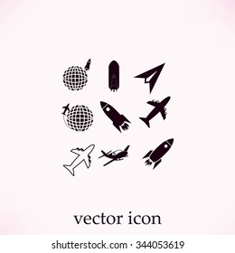 Earth and rockets icon