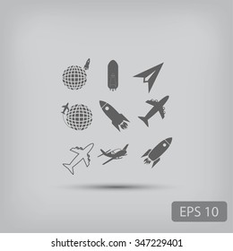 Earth and rockets icon