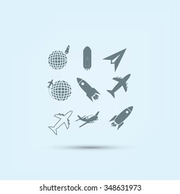 Earth and rockets icon