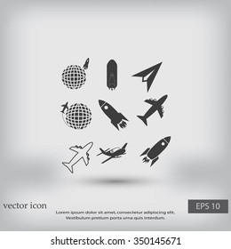 Earth and rockets icon