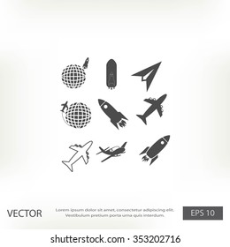 Earth and rockets icon