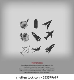 Earth and rockets icon