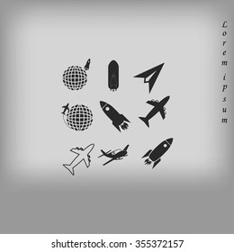 Earth and rockets icon