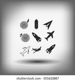 Earth and rockets icon