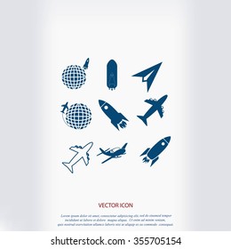 Earth and rockets icon
