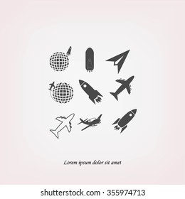 Earth and rockets icon