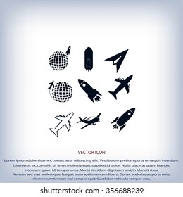 Earth and rockets icon