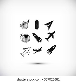 Earth and rockets icon