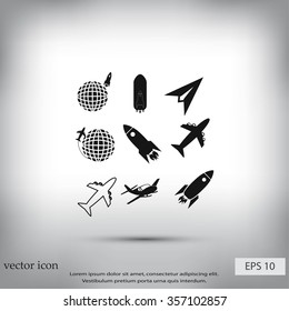 Earth and rockets icon