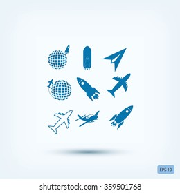 Earth and rockets icon
