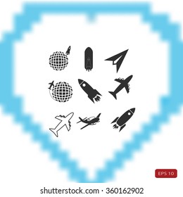 Earth and rockets icon