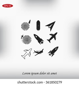 Earth and rockets icon