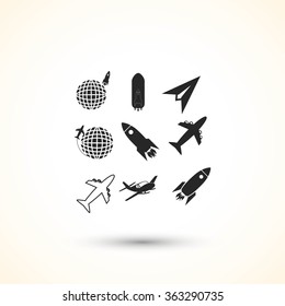 Earth and rockets icon