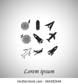Earth and rockets icon