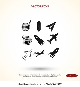 Earth and rockets icon