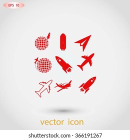 Earth and rockets icon