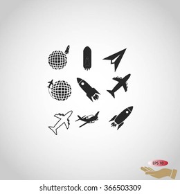 Earth and rockets icon
