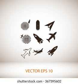Earth and rockets icon
