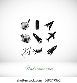 Earth and rockets icon