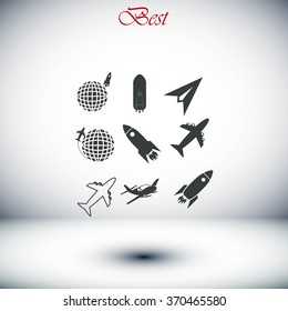 Earth and rockets icon