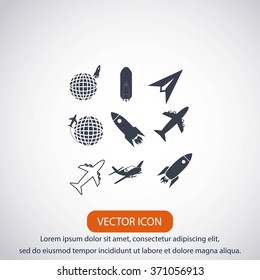 Earth and rockets icon