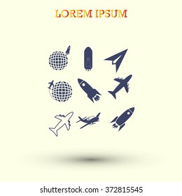 Earth and rockets icon