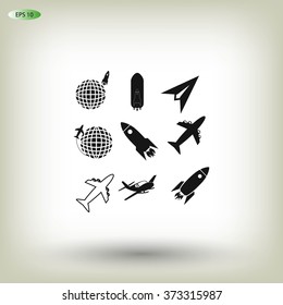 Earth and rockets icon
