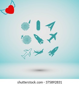 Earth and rockets icon