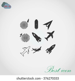 Earth and rockets icon