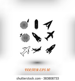 Earth and rockets icon