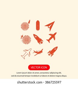 Earth and rockets icon