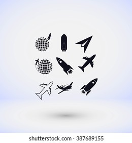 Earth and rockets icon