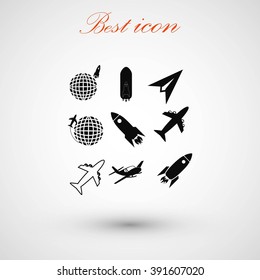 Earth and rockets icon