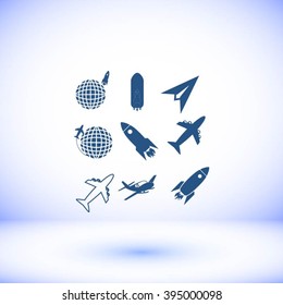 Earth and rockets icon