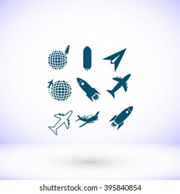 Earth and rockets icon