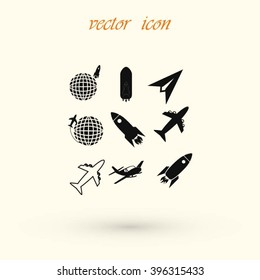 Earth and rockets icon