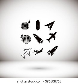 Earth and rockets icon