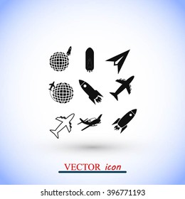 Earth and rockets icon