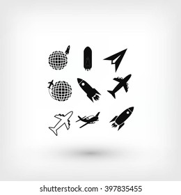 Earth and rockets icon