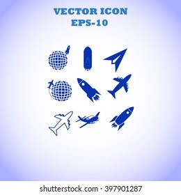 Earth and rockets icon