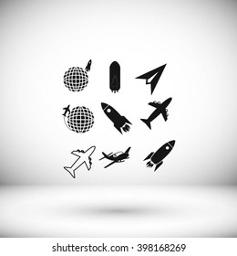 Earth and rockets icon