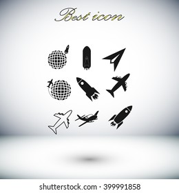 Earth and rockets icon