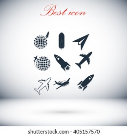 Earth and rockets icon