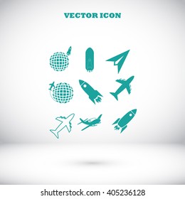 Earth and rockets icon