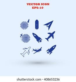 Earth and rockets icon