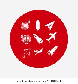 Earth and rockets icon