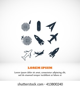 Earth and rockets icon